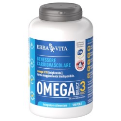 Confezione da 120 perle di Erba Vita Omega Select 3 Uhc Integratore Di Olio Di Pesce Con EPA e DHA.