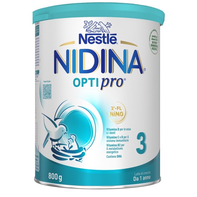 Barattolo da 800 grammi di Nestlè Nidina Optipro 3 Latte Artificiale Dopo Il Primo Anno Di Età. Barattolo da 800 grammi di Nestlè Nidina Optipro 3 Latte Artificiale Dopo Il Primo Anno Di Età.