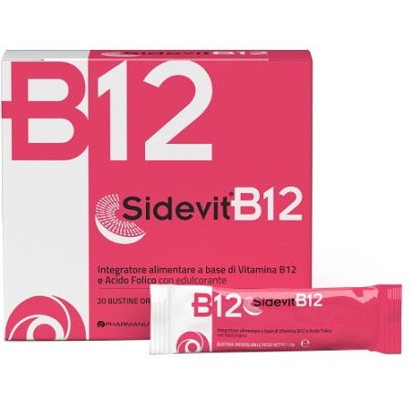 Confezione da 20 stick di Sidevit B12 Integratore Con Vitamina B12 e Acido Folico Per Il Metabolismo Energetico.