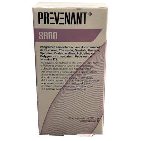 Confezione da 30 compresse di Prevenant Seno, integratore per cellulite ed equilibrio del peso.