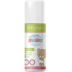 Flacone da 75 ml di SoFarma Lozione Protettiva Baby, spray antizanzare per bambini.