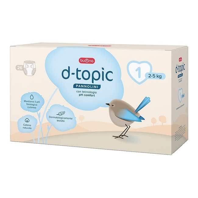Confezione da 26 pezzi di D-topic, pannolini per neonati taglia 1.