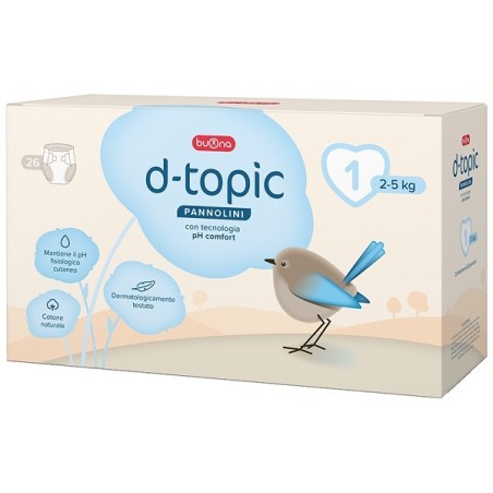Confezione da 26 pezzi di D-topic, pannolini per neonati taglia 1.