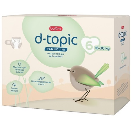 Confezione da contenente 16 pannolini D-topic taglia 6.
