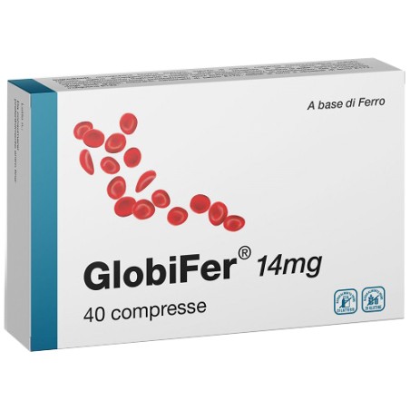 Confezione da 40 compresse di GlobiFer, integratore di ferro per ridurre la stanchezza. Confezione da 40 compresse di GlobiFer, integratore di ferro per ridurre la stanchezza.