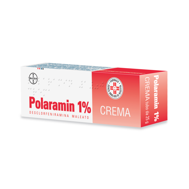 Tubo da 25 grammi di Bayer Polarmin, crema antistaminica per punture, eritemi e prurito. Tubo da 25 grammi di Bayer Polarmin, crema antistaminica per punture, eritemi e prurito.