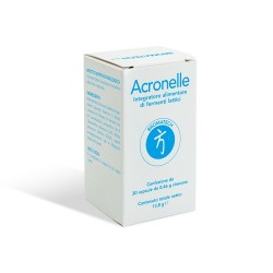 Confezione da 30 capsule di Bromatech Acronelle, integratore con fermenti lattici che favorisce il benessere intestinale.