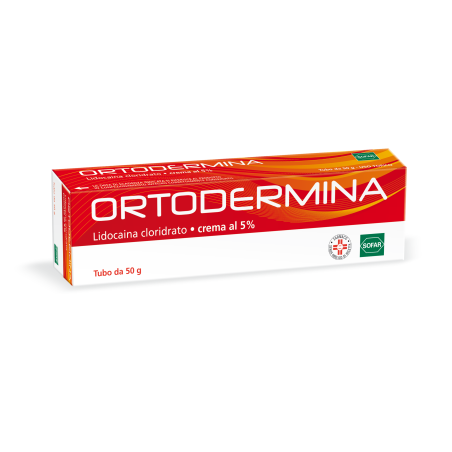 Tubo da 50 gr di Ortodermina, pomata per ridurre dolore e prurito su pelle e mucose.