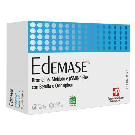 Confezione da 20 compresse di Edemase, integratore per cellulite e pesantezza delle gambe. Confezione da 20 compresse di Edemase, integratore per cellulite e pesantezza delle gambe.