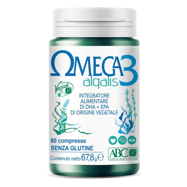 Confezione da 60 compresse di Omega 3 Algalis, integratore per la salute del cuore. Confezione da 60 compresse di Omega 3 Algalis, integratore per la salute del cuore.