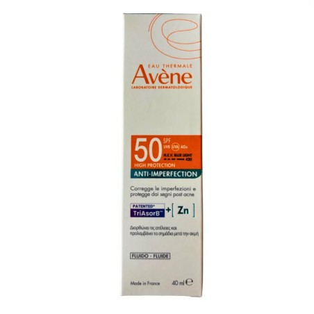 Flacone da 40 ml di Avene Solari Fluido Viso Anti Imperfezioni Spf 50 Flacone da 40 ml di Avene Solari Fluido Viso Anti Imperfezioni Spf 50