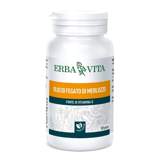 ErbaVita Perle Olio di Fegato di Merluzzo Integratore Alimentare 100 Perle ErbaVita Perle Olio di Fegato di Merluzzo Integratore Alimentare 100 Perle