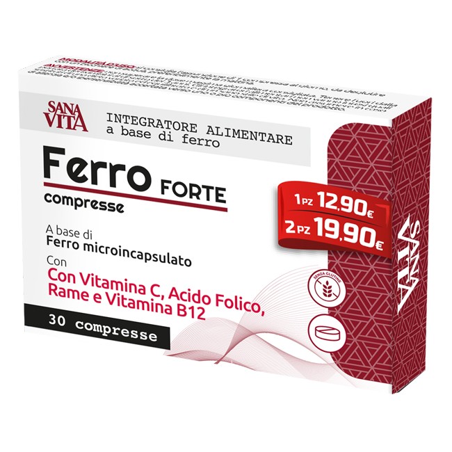 Confezione da 30 compresse di Sanavita Ferro Forte Integratore Per Funzione Cognitiva E Immunitaria. Confezione da 30 compresse di Sanavita Ferro Forte Integratore Per Funzione Cognitiva E Immunitaria.
