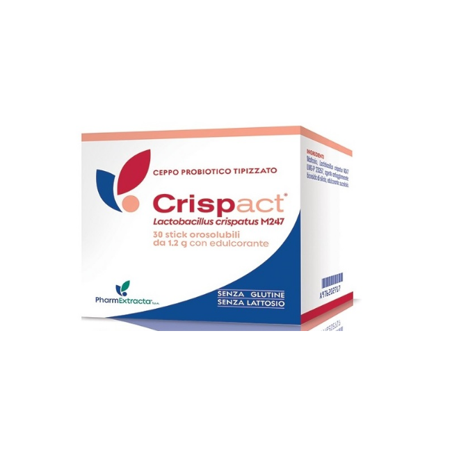 Confezione da 30 stick di Crispact, inetgratore per il benessere intestinale e vaginale.