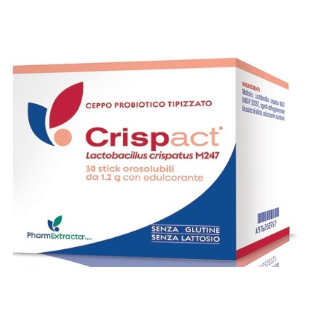 Confezione da 30 stick di Crispact, inetgratore per il benessere intestinale e vaginale.