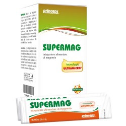 Confezione da 14 stick di Supermag, integratore per energia ed equilibrio elettrolitico.