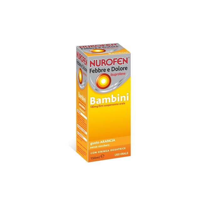 Nurofen Febbre E Dolore Ibuprofene 100 mg/5ml Bambini Sospensione Orale Arancia Senza Zucchero 150ml Nurofen Febbre E Dolore Ibuprofene 100 mg/5ml Bambini Sospensione Orale Arancia Senza Zucchero 150ml