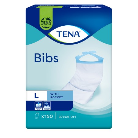 BAVAGLIA MONOUSO TENA BIB MISURA MEDIA/LARGE 150 PEZZI