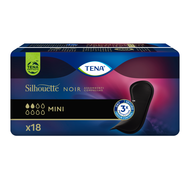 Assorbente Nero Incontinenza Leggera Tena Silhouette Noir Mini 18 Pezzi Assorbente Nero Incontinenza Leggera Tena Silhouette Noir Mini 18 Pezzi
