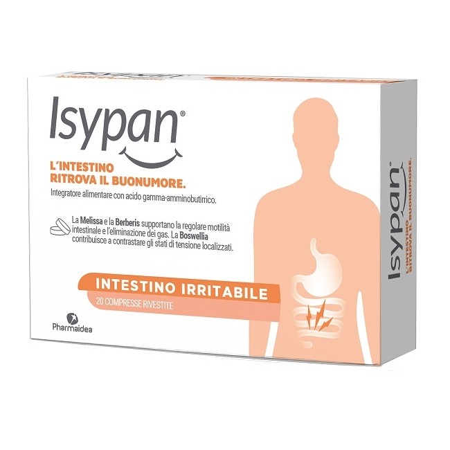 Confezione da 20 compresse di Isypan Intestino Irritabile, integratore utile in caso di gonfiore e dolori addominali. Confezione da 20 compresse di Isypan Intestino Irritabile, integratore utile in caso di gonfiore e dolori addominali.