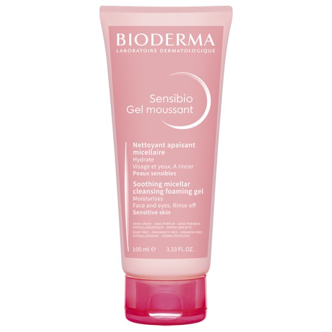 Tubo da 100 ml di Bioderma Sensibio Gel Moussant Gel Detergente Micellare Per Pelle Sensibile. Tubo da 100 ml di Bioderma Sensibio Gel Moussant Gel Detergente Micellare Per Pelle Sensibile.