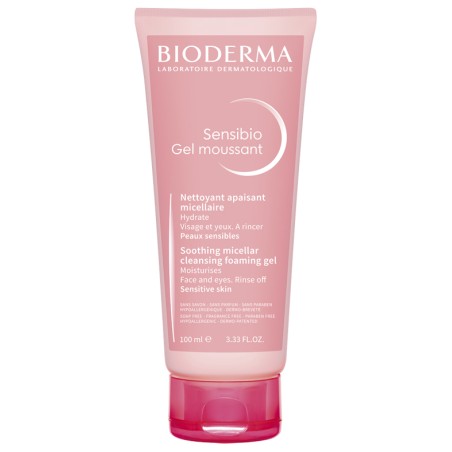 Tubo da 100 ml di Bioderma Sensibio Gel Moussant Gel Detergente Micellare Per Pelle Sensibile.