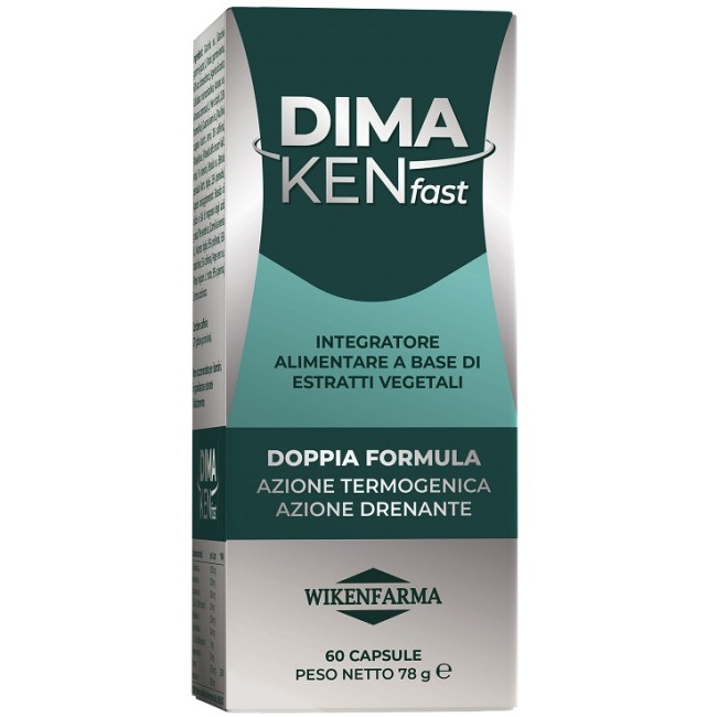 Confezione da 60 capsule di Dima Ken Fast, integratore per ridurre il peso e contrastare la ritenzione idrica.