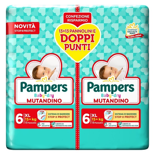 Pampers Baby Dry Pannolino Mutandina Extra Large Duo 26 Pezzi