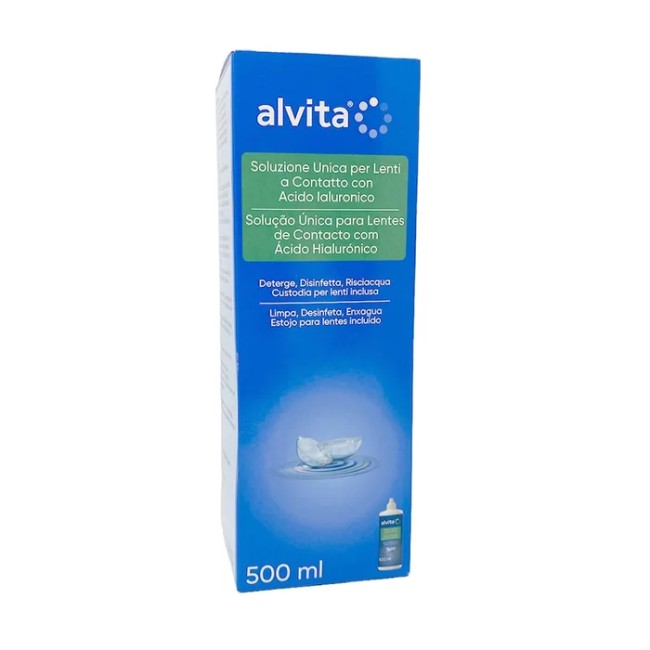 SOLUZIONE UNICA LENTI A CONTATTO CON ACIDO IALURONICO ALVITA 500 ML SOLUZIONE UNICA LENTI A CONTATTO CON ACIDO IALURONICO ALVITA 500 ML