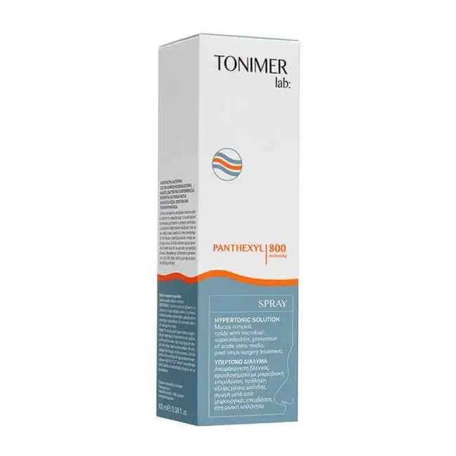 Flacone da 100 ml di Tonimer Panthexyl 800 Spray, prodotto utile per liberare le vie respiratorie dal muco. Flacone da 100 ml di Tonimer Panthexyl 800 Spray, prodotto utile per liberare le vie respiratorie dal muco.