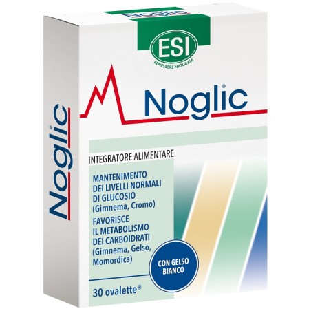 Confezione da 30 ovalette di ESI Noglic, integratore per controllare la glicemia. Confezione da 30 ovalette di ESI Noglic, integratore per controllare la glicemia.