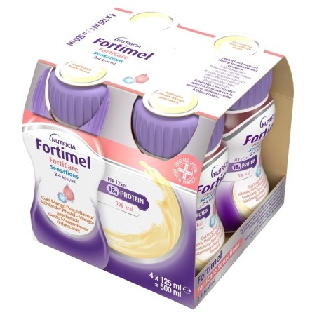 Fortimel Forticare Sensation 2,4 Kcal/ml Pesca/mango Rinfrescante 4 Pezzi Da 125 Ml Fortimel Forticare Sensation 2,4 Kcal/ml Pesca/mango Rinfrescante 4 Pezzi Da 125 Ml