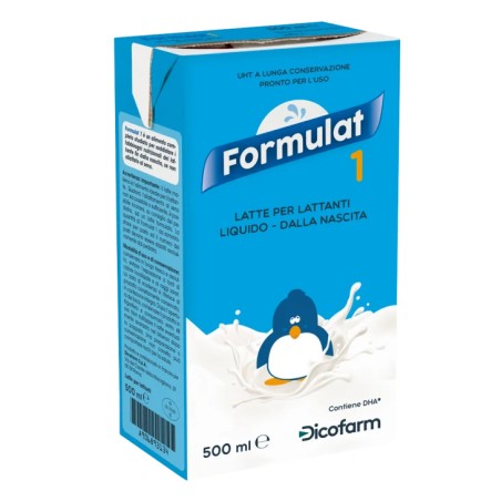 Brick da 500 ml di Formulat 1, latte liquido per neonati dalla nascita fino a 6 mesi. Brick da 500 ml di Formulat 1, latte liquido per neonati dalla nascita fino a 6 mesi.