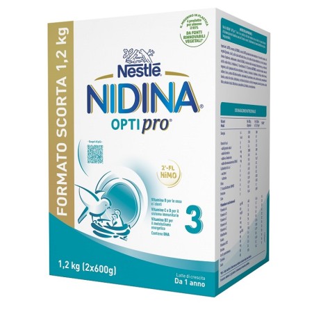 2 Buste da 600 grammi di Nestlè Nidina Optipro 3 Latte Artificiale Dopo Il Primo Anno Di Età.