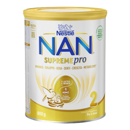 Barattolo da 800 grammi di Nestlè NAN Supreme Pro 2 Latte 2 Da 6 Mesi A 1 Anno.