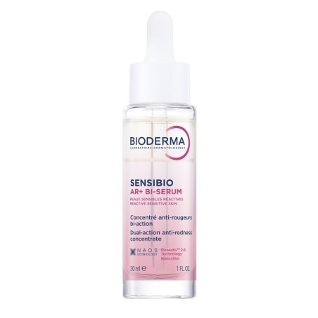 Flacone da 30 ml di Bioderma Sensibio AR+ Bi-Serum Siero Concentrato Anti-rossori E Antietà.