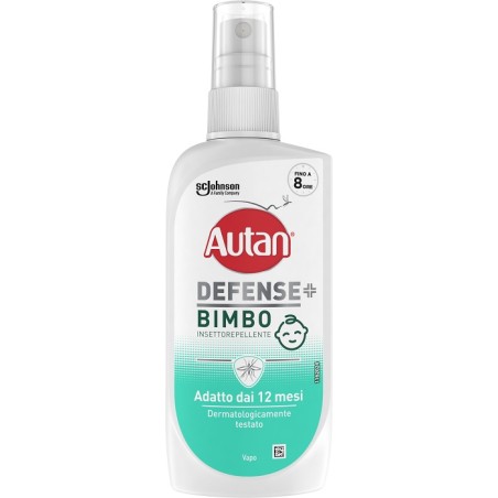 Flacone spray da 100 ml di Autan Defense Bimbo, repellente anti zanzare per bambini da 12 mesi.