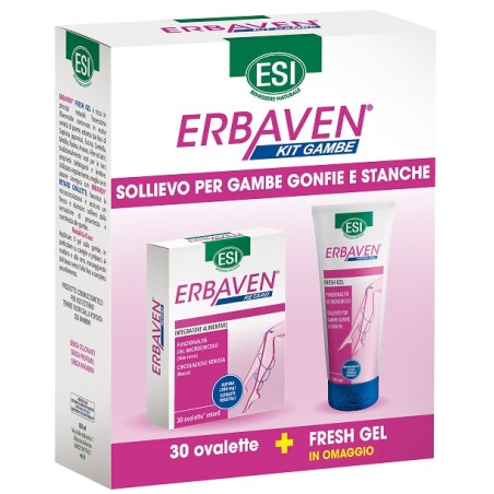 Kit contenente 30 ovalette di Esi Erbaven Retard e 100 ml di Esi Erbaven fresh gel, utile in caso di gambe gonfie e pesanti. Kit contenente 30 ovalette di Esi Erbaven Retard e 100 ml di Esi Erbaven fresh gel, utile in caso di gambe gonfie e pesanti.