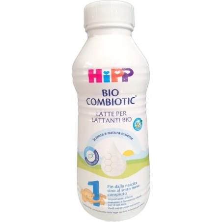 Flacone da 470 ml di Hipp Latte 1, latte liquido per neonati da 0 a 6 mesi.