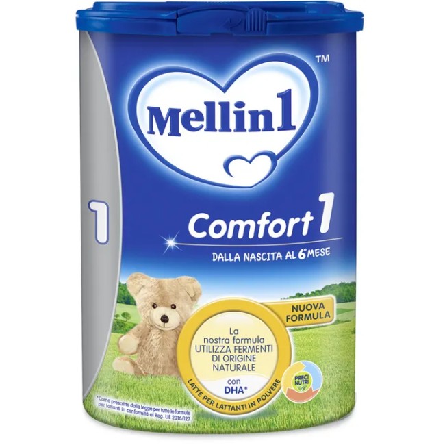 Confezione da 800 grammi di Mellin Comfort 1, latte in polvere per neonati Da 0 a 6 mesi. Confezione da 800 grammi di Mellin Comfort 1, latte in polvere per neonati Da 0 a 6 mesi.