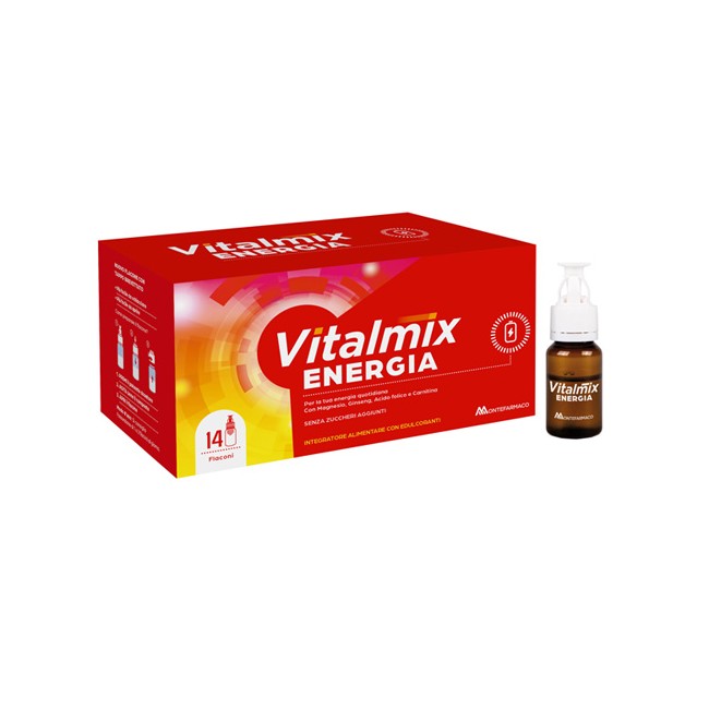 Confezione da 14 flaconcini di Vitalmix Energia Integratore Energizzante Rivitalizzante Per Adulti. Confezione da 14 flaconcini di Vitalmix Energia Integratore Energizzante Rivitalizzante Per Adulti.