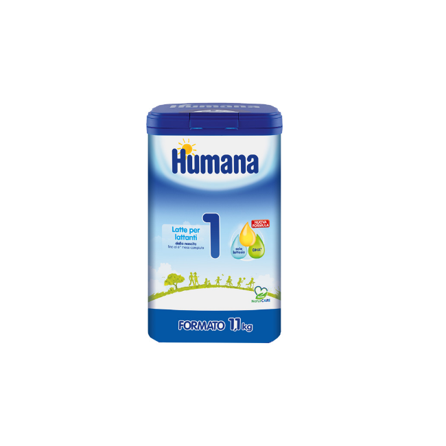 Barattolo da 1100 g di Humana Probal, latte per neonati dalla nascita fino a 6 mesi. Barattolo da 1100 g di Humana Probal, latte per neonati dalla nascita fino a 6 mesi.