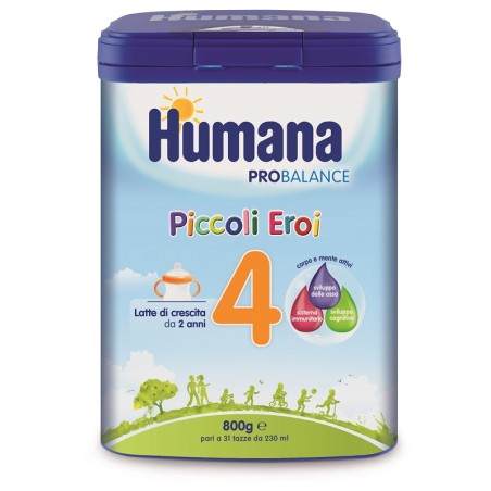 Confezione da 800 grammi di Humana 4 Probalance, latte artificiale di crescita dopo i 2 anni. Confezione da 800 grammi di Humana 4 Probalance, latte artificiale di crescita dopo i 2 anni.