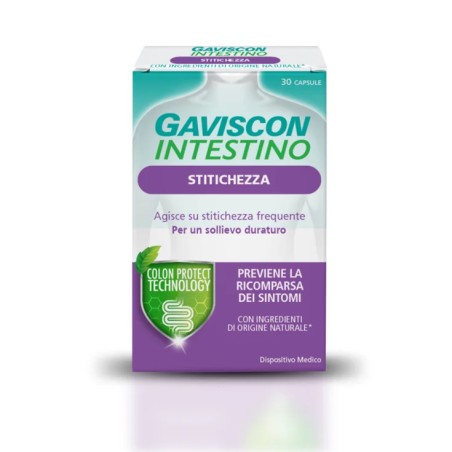 Confezione da 30 capsule di Gaviscon Intestino Stitichezza Rimedio Per La Regolarità Intestinale.