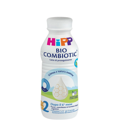 Bottiglia da 470 ml di Hipp Bio Combiotic 2, latte liquido per bambini dai 6 mesi in avanti.