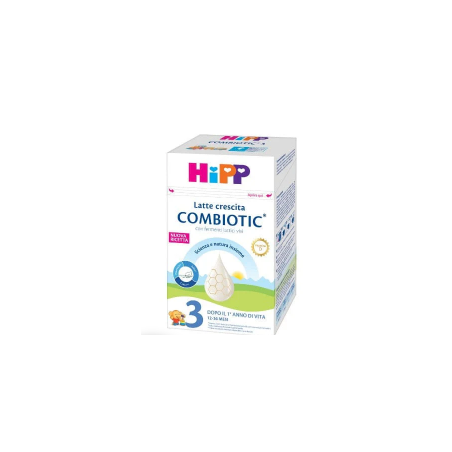 Confezione da 600 g di Hipp 3 Combiotic, latte di crescita con fermenti lattici per bimbi a partire dai 12 mesi.