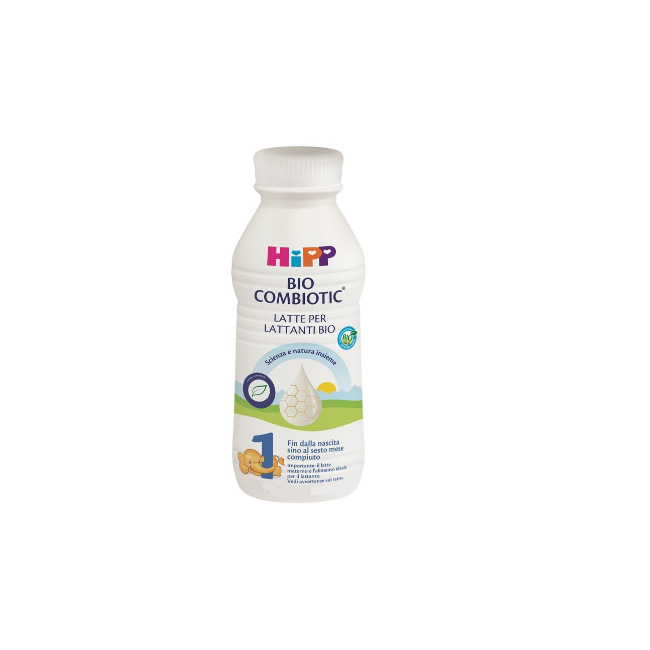 Bottiglia da 470 ml di Hipp Latte 1 Combiotic, latte liquido per bambini dalla nascita al sesto mese. Bottiglia da 470 ml di Hipp Latte 1 Combiotic, latte liquido per bambini dalla nascita al sesto mese.