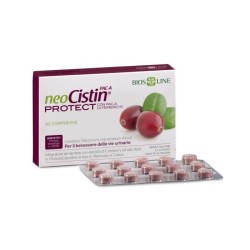 Confezione da 30 compresse di Bios Line NeoCistin PAC-A Protect, integratore per alleviare fastidi urinari.