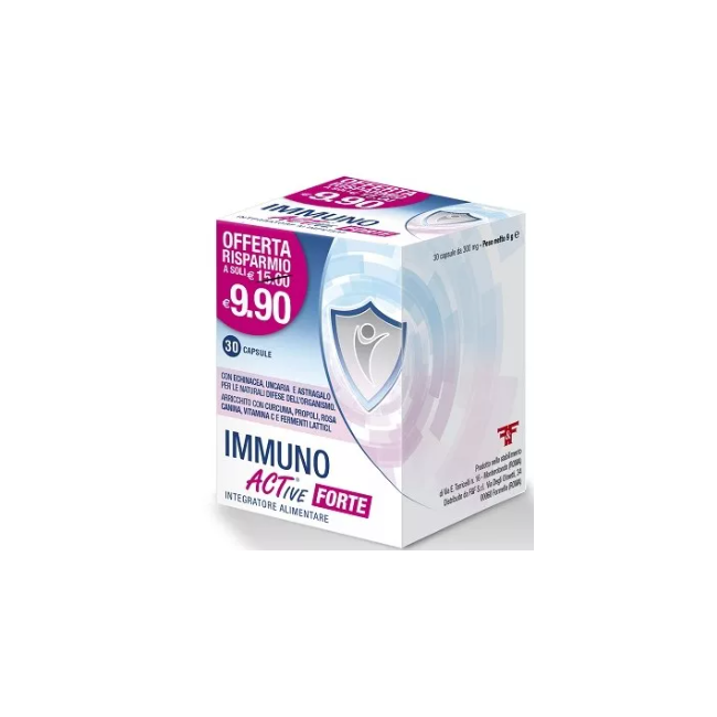 Confezione da 30 capsule di Immuno ACTive Forte, integratore per il sistema immunitario. Confezione da 30 capsule di Immuno ACTive Forte, integratore per il sistema immunitario.