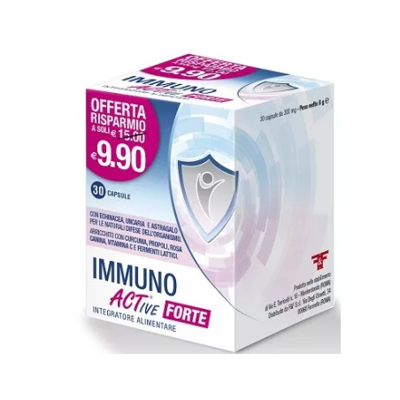 Confezione da 30 capsule di Immuno ACTive Forte, integratore per il sistema immunitario. Confezione da 30 capsule di Immuno ACTive Forte, integratore per il sistema immunitario.